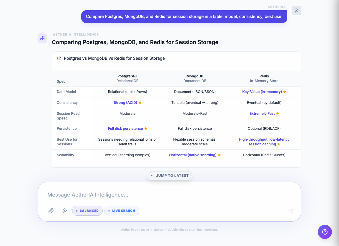 Data tables & comparisons — Turn any comparison into a clean, structured table.